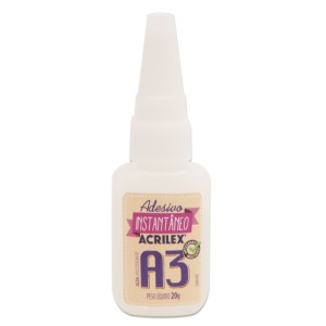 ADESIVO INSTANTÂNEO ACRILEX A3 ALTA VISCOSIDADE 20G  UNIDADE